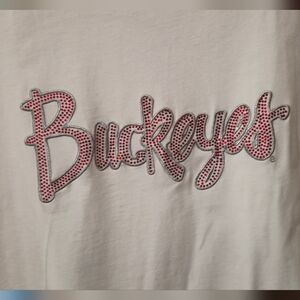 Women's White Bedazzled Ohio Buckeyes Tee Shirt